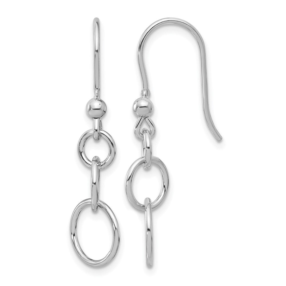 Sterling Silver Rh-plated Polished Graduated Circle Dangle Earring