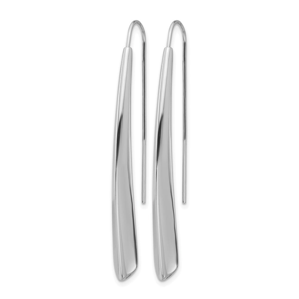 Sterling Silver Rhodium-plate Polished Drop Bar Threader Earrings
