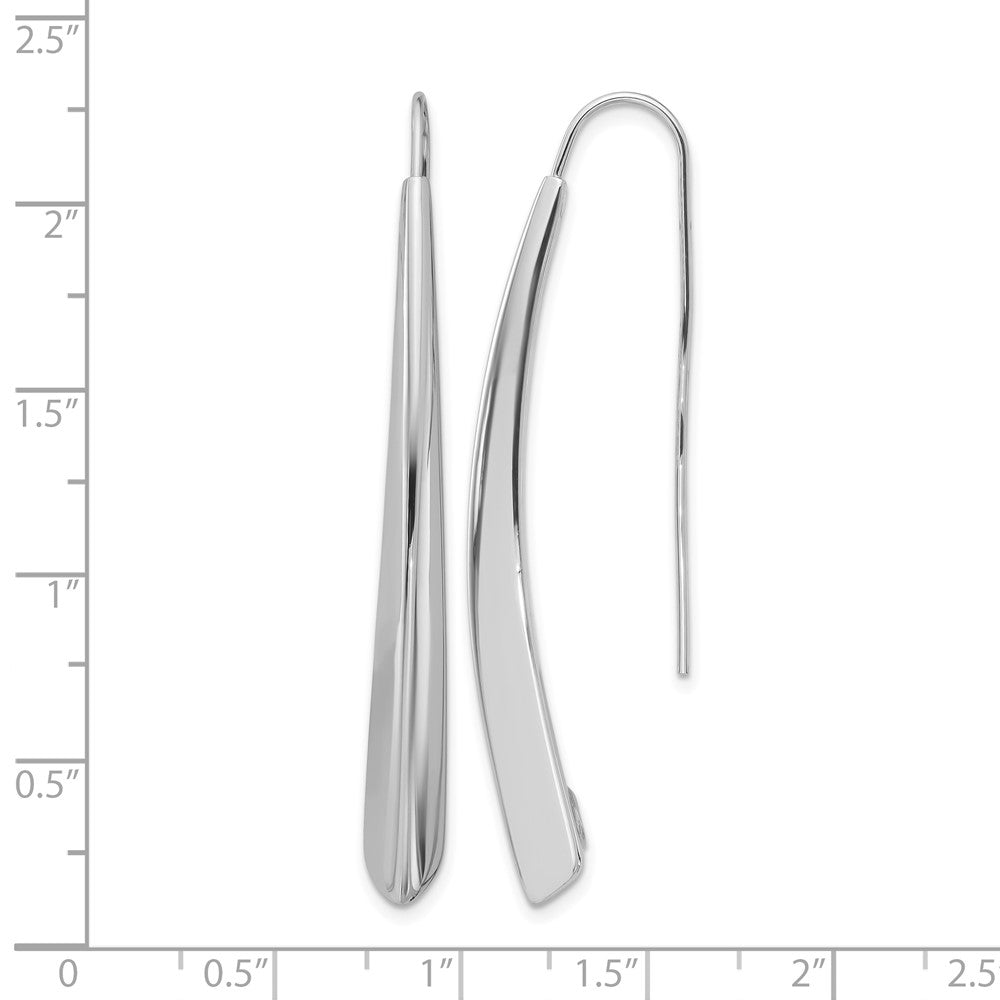 Sterling Silver Rhodium-plate Polished Drop Bar Threader Earrings