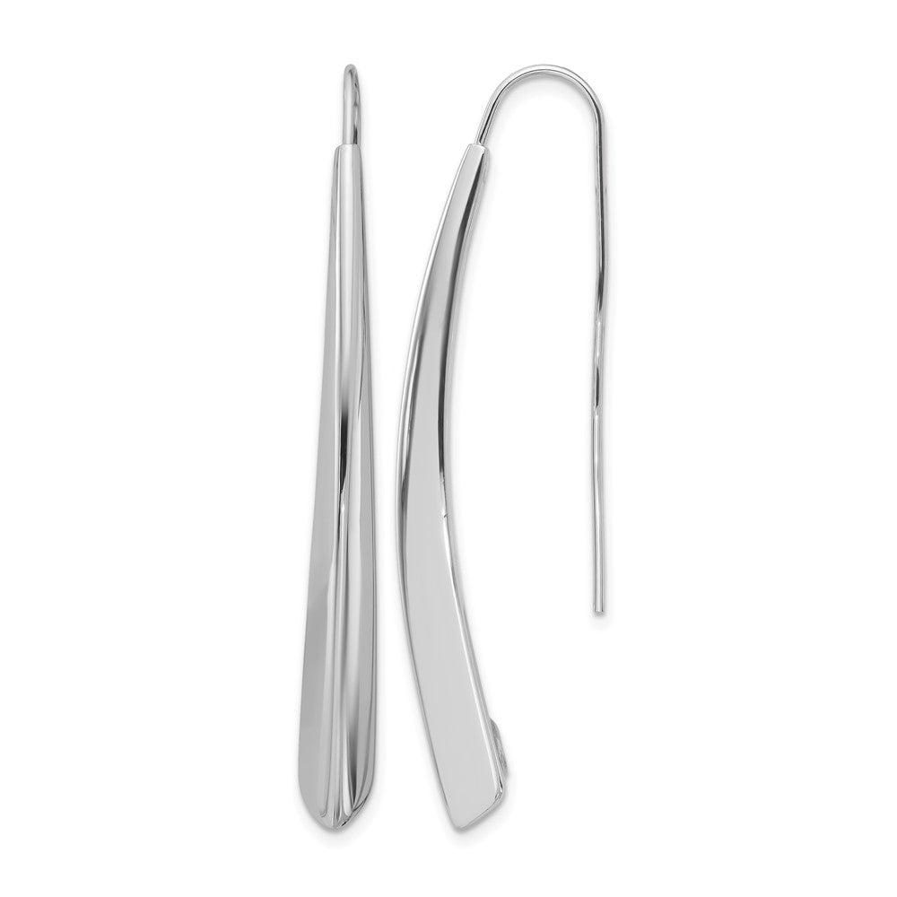 Sterling Silver Rhodium-plate Polished Drop Bar Threader Earrings