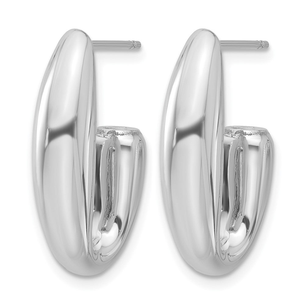 Sterling Silver Rhodium-plated Polished J-Hoop Earrings