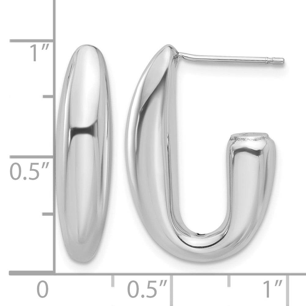 Sterling Silver Rhodium-plated Polished J-Hoop Earrings