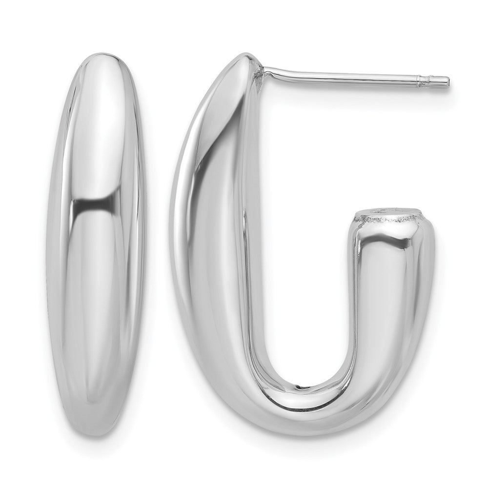 Sterling Silver Rhodium-plated Polished J-Hoop Earrings