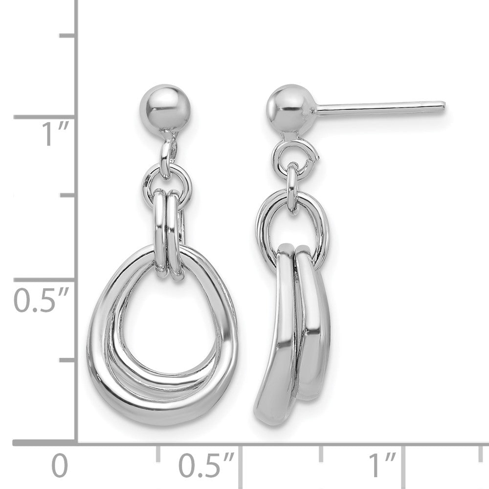 Sterling Silver Rhodium-plated Polished Post Dangle Earrings