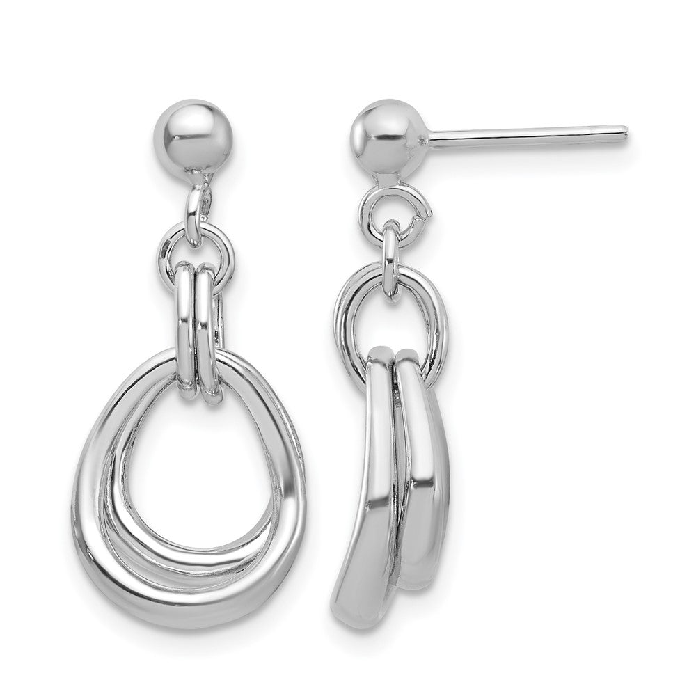 Sterling Silver Rhodium-plated Polished Post Dangle Earrings