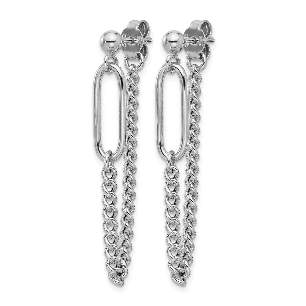Sterling Silver Rhodium-plated Post Chain Dangle Earrings