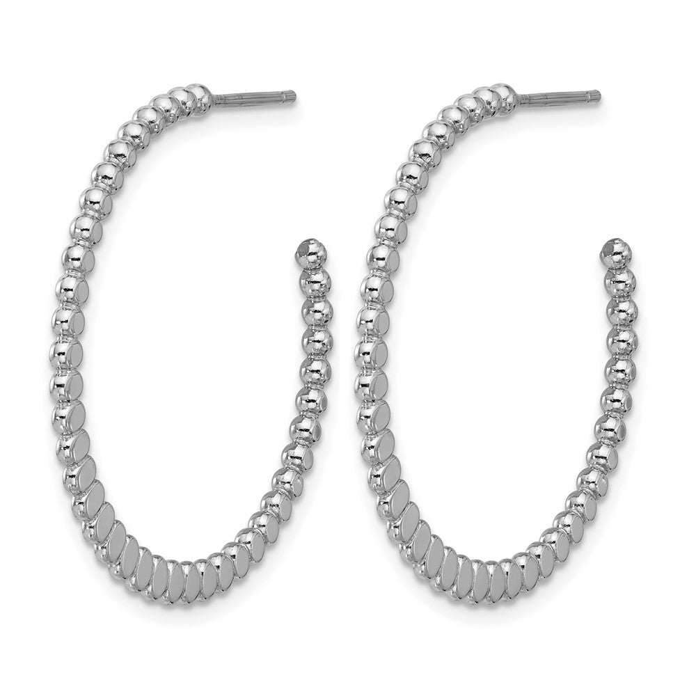 Sterling Silver Rhodium-plated Polished J-Hoop Earrings