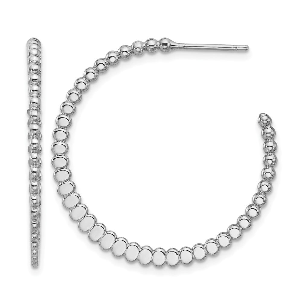 Sterling Silver Rhodium-plated Polished J-Hoop Earrings