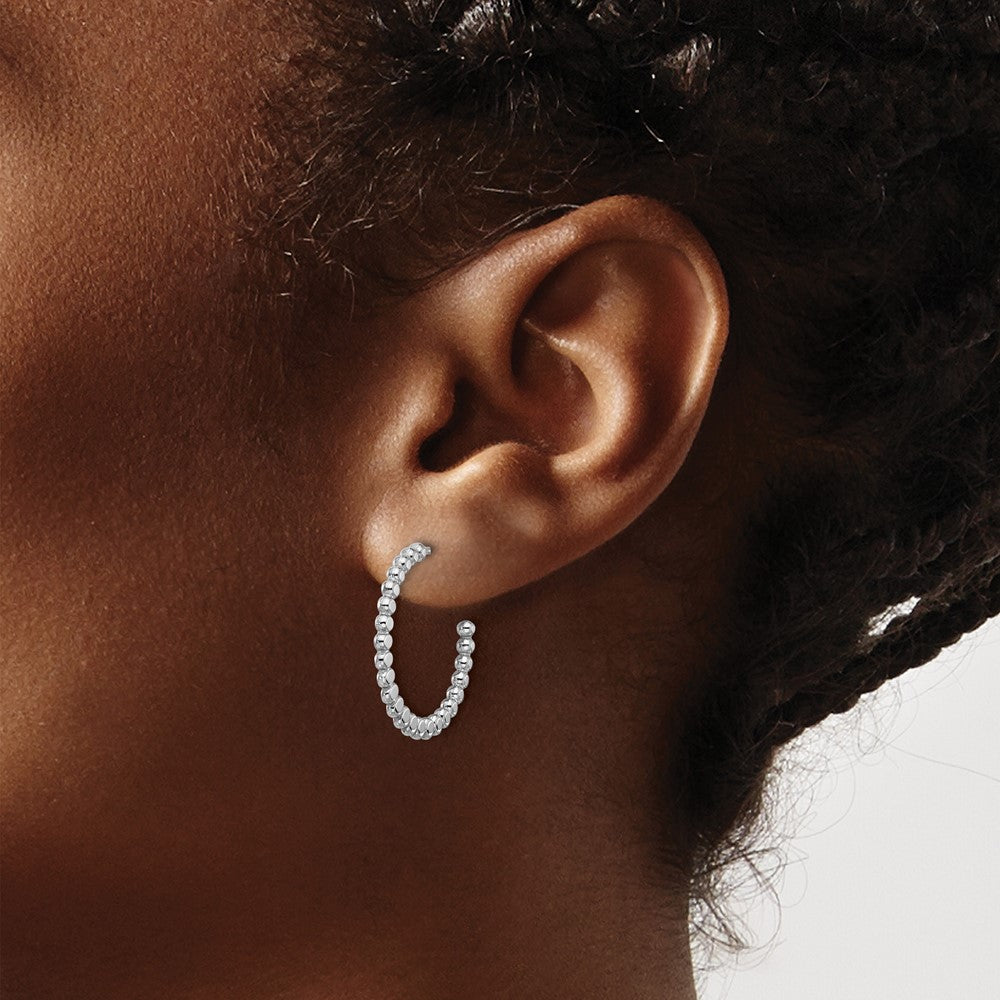 Sterling Silver Rhodium-plated Polished J-Hoop Earrings