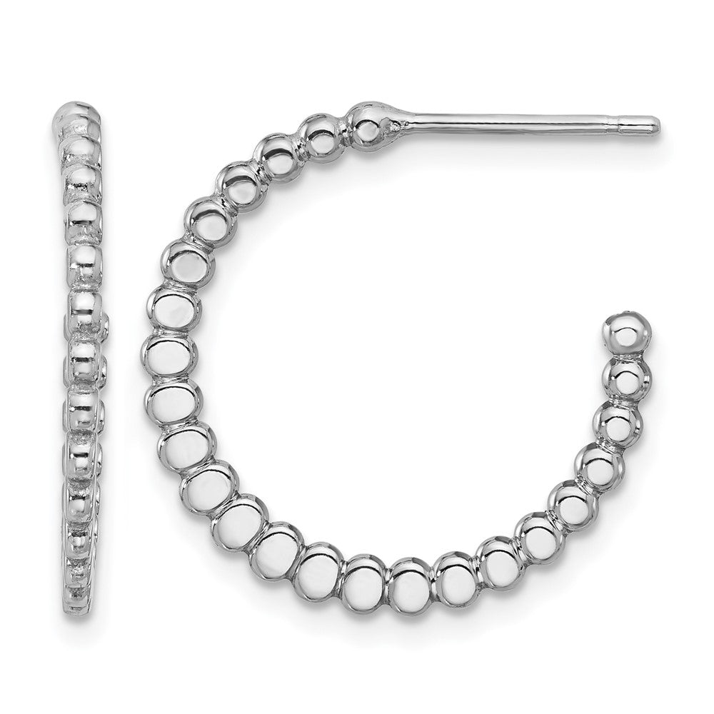 Sterling Silver Rhodium-plated Polished J-Hoop Earrings