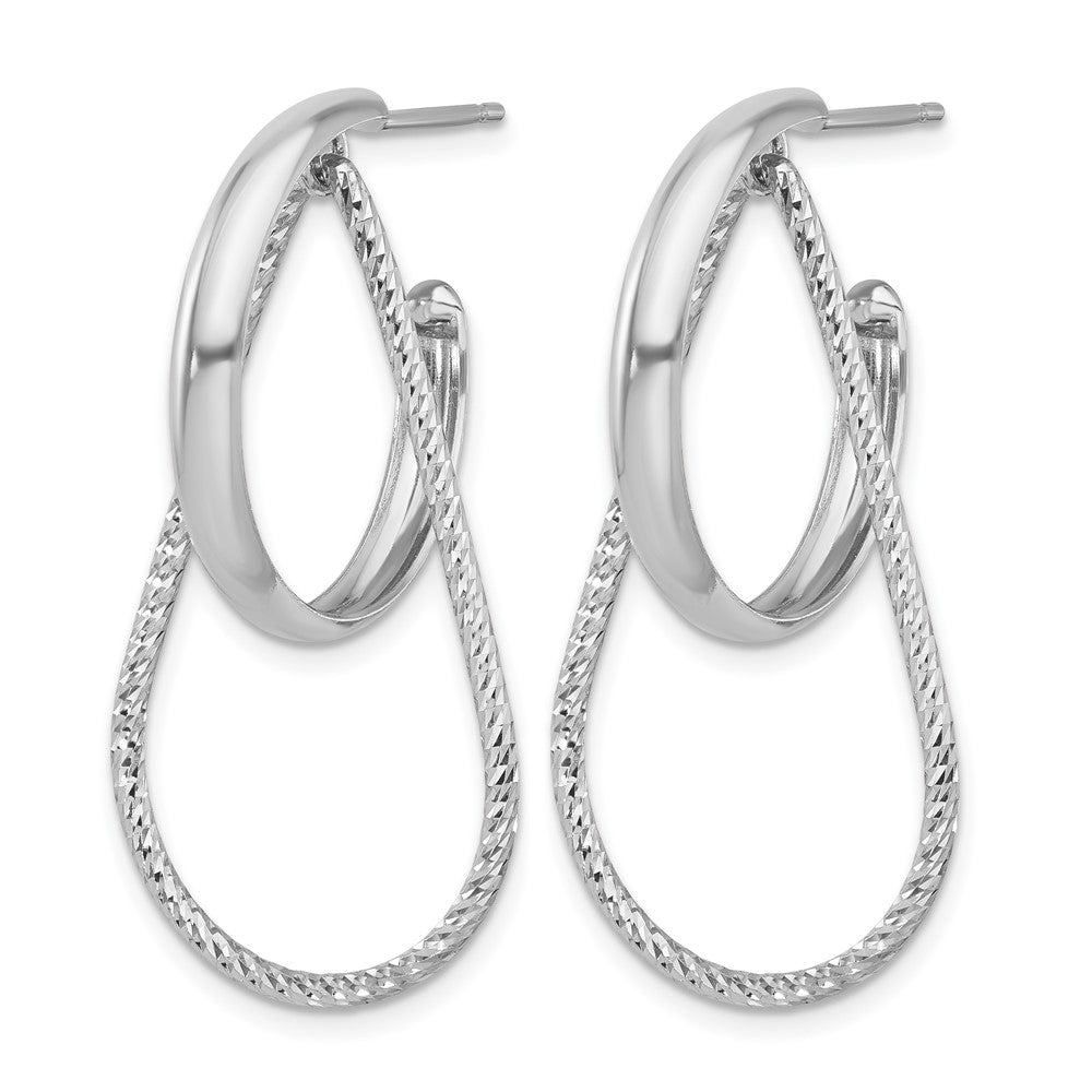 Sterling Silver Rh-plated Polished and Diamond-cut  Dangle Earring