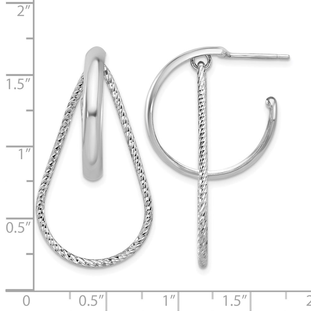Sterling Silver Rh-plated Polished and Diamond-cut  Dangle Earring