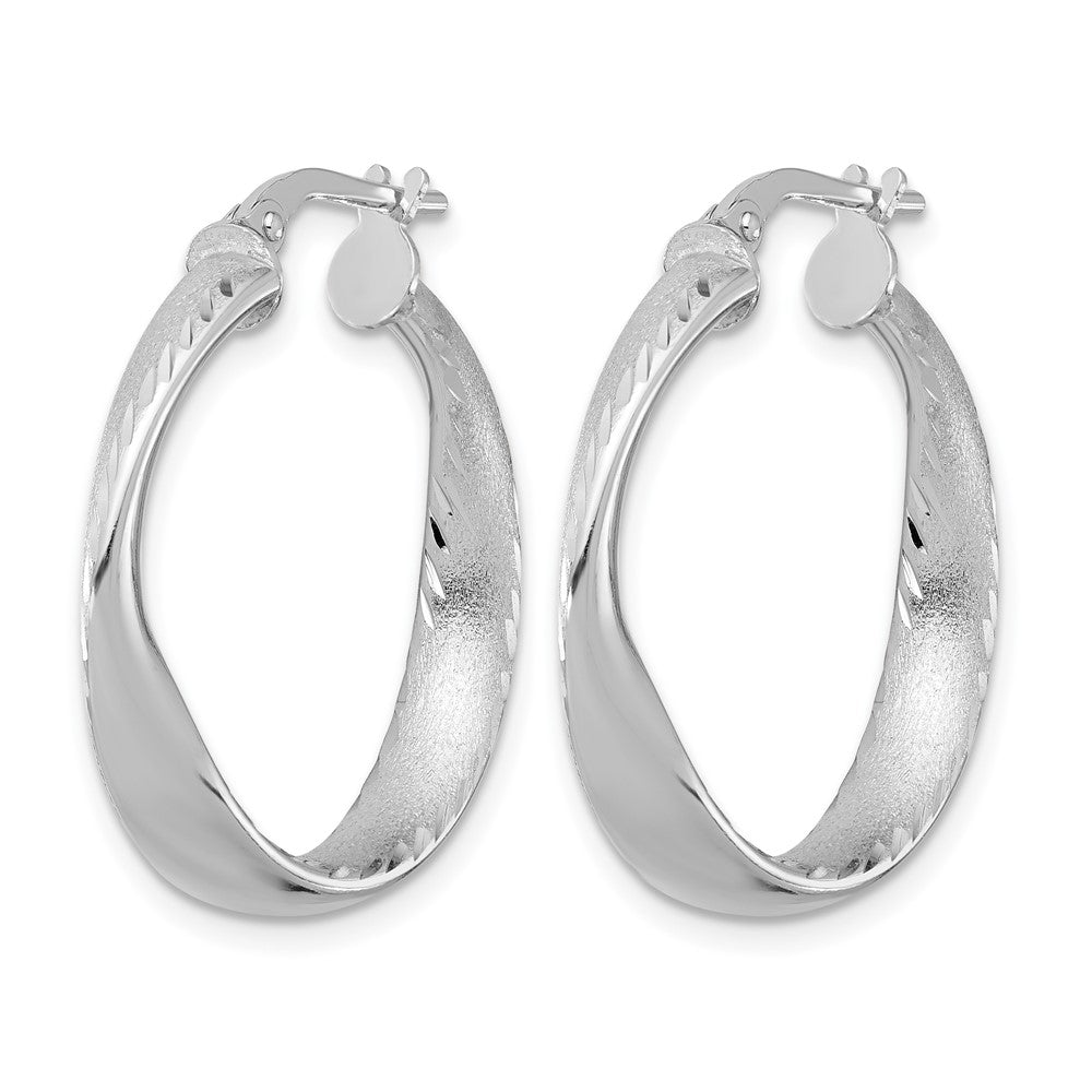 Sterling Silver Rhodium-plated Polished Hoop Earrings