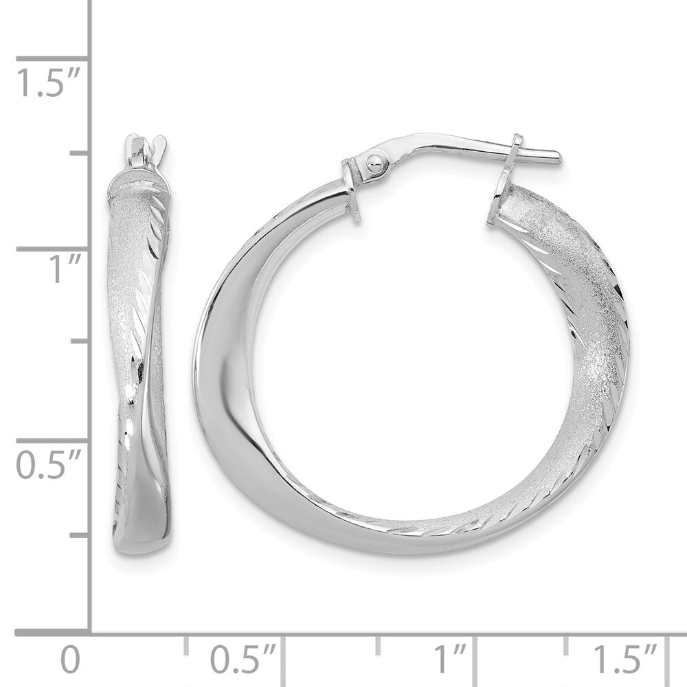 Sterling Silver Rhodium-plated Polished Hoop Earrings