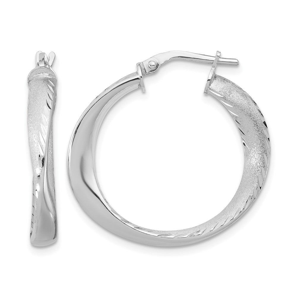 Sterling Silver Rhodium-plated Polished Hoop Earrings