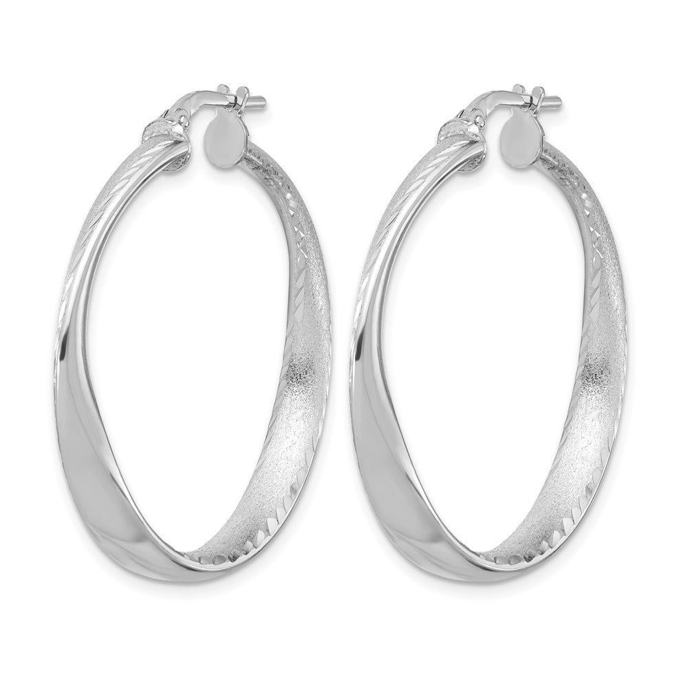 Sterling Silver Rhodium-plated Polished Hoop Earrings