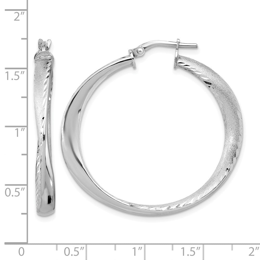 Sterling Silver Rhodium-plated Polished Hoop Earrings