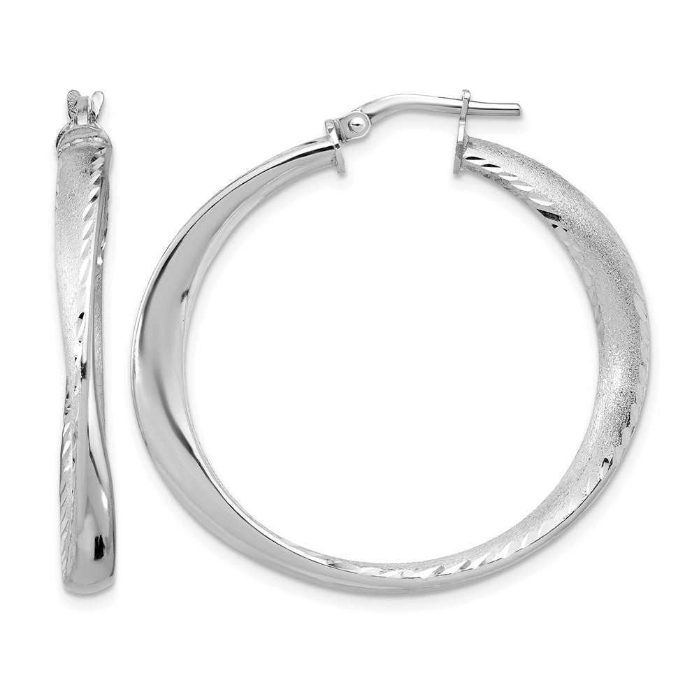 Sterling Silver Rhodium-plated Polished Hoop Earrings