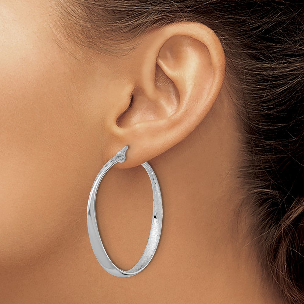 Sterling Silver Rhodium-plated Polished Hoop Earrings