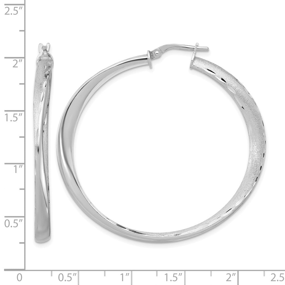 Sterling Silver Rhodium-plated Polished Hoop Earrings