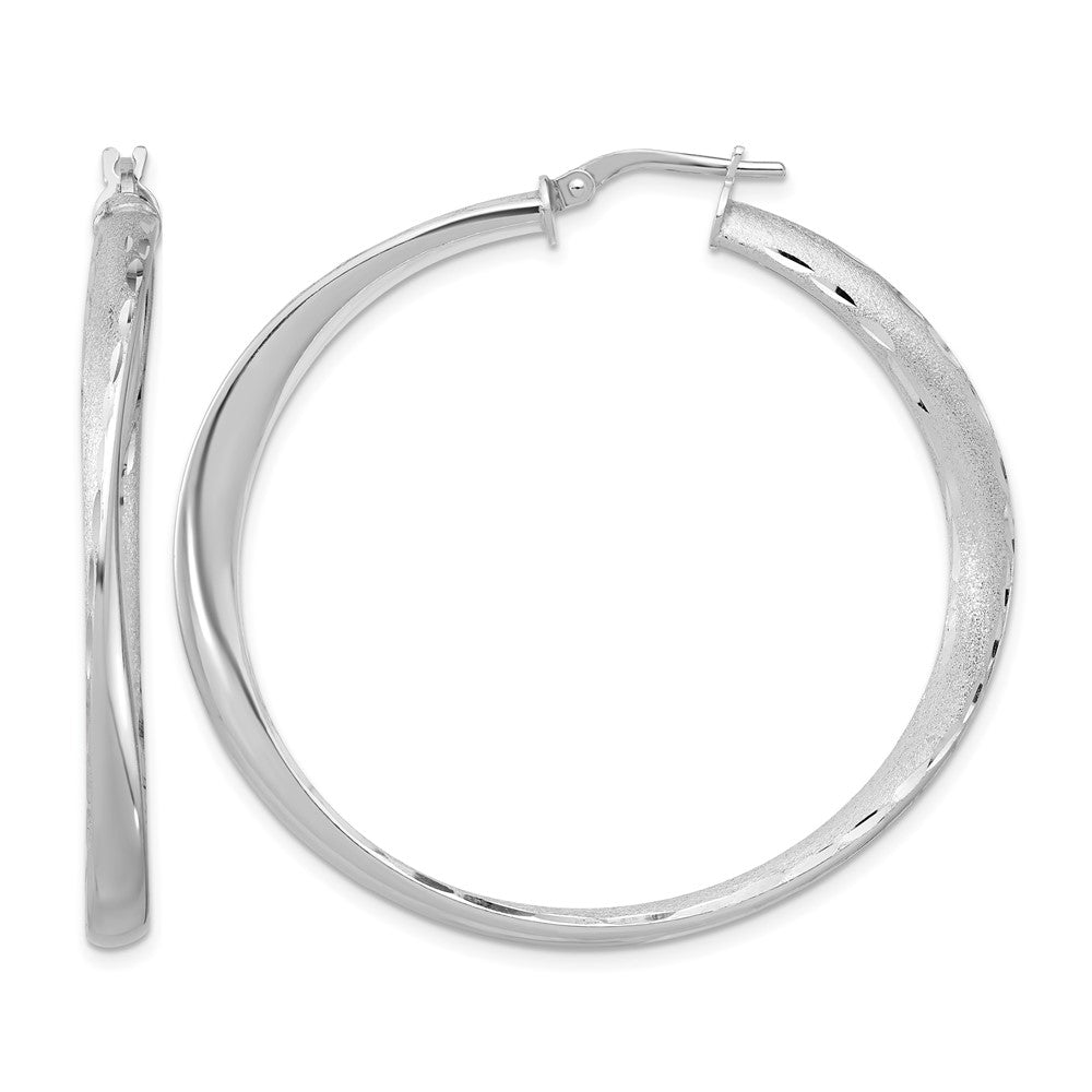 Sterling Silver Rhodium-plated Polished Hoop Earrings