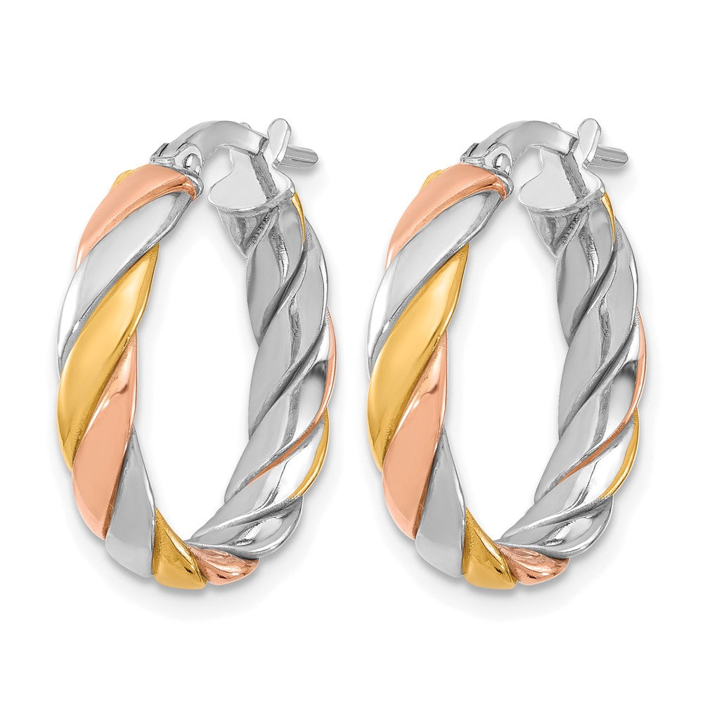 SS RH-plated with Gold and Rose-tone Polished Hoop Earrings