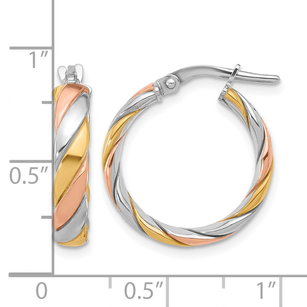 SS RH-plated with Gold and Rose-tone Polished Hoop Earrings
