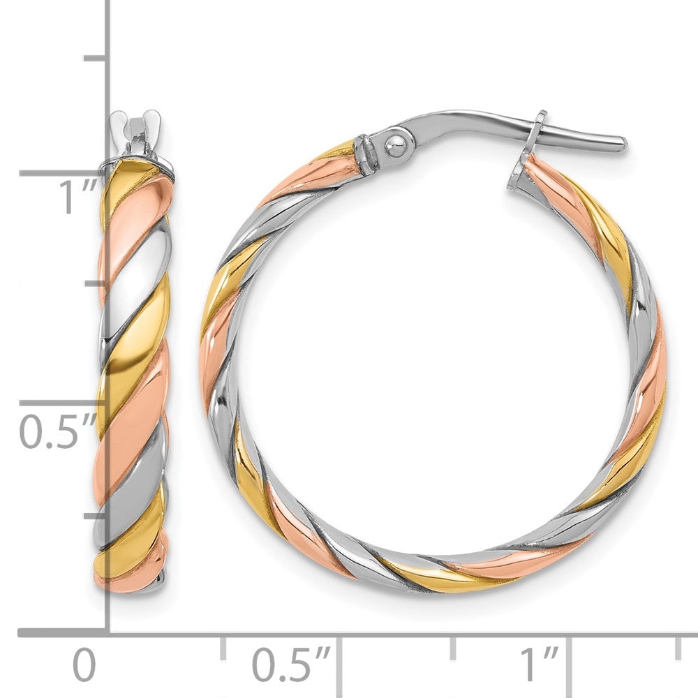 SS RH-plated with Gold and Rose-tone Polished Hoop Earrings