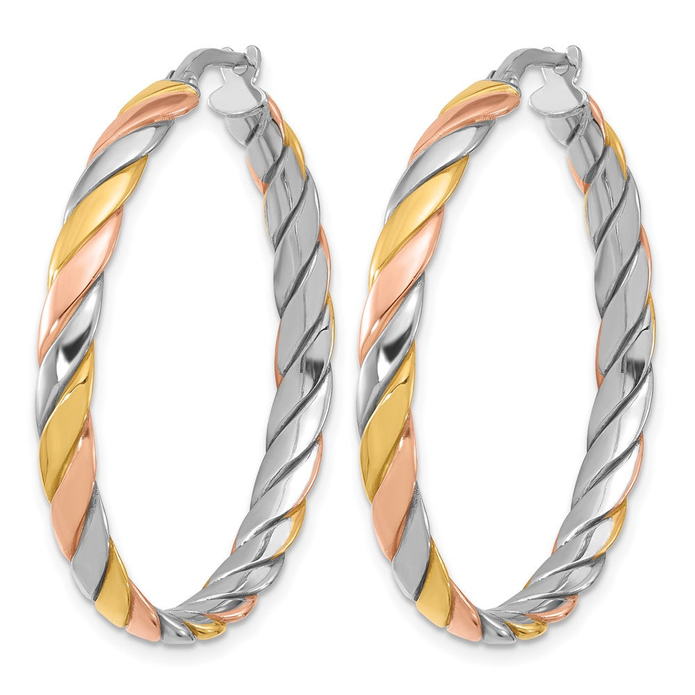 SS RH-plated with Gold and Rose-tone Polished Hoop Earrings