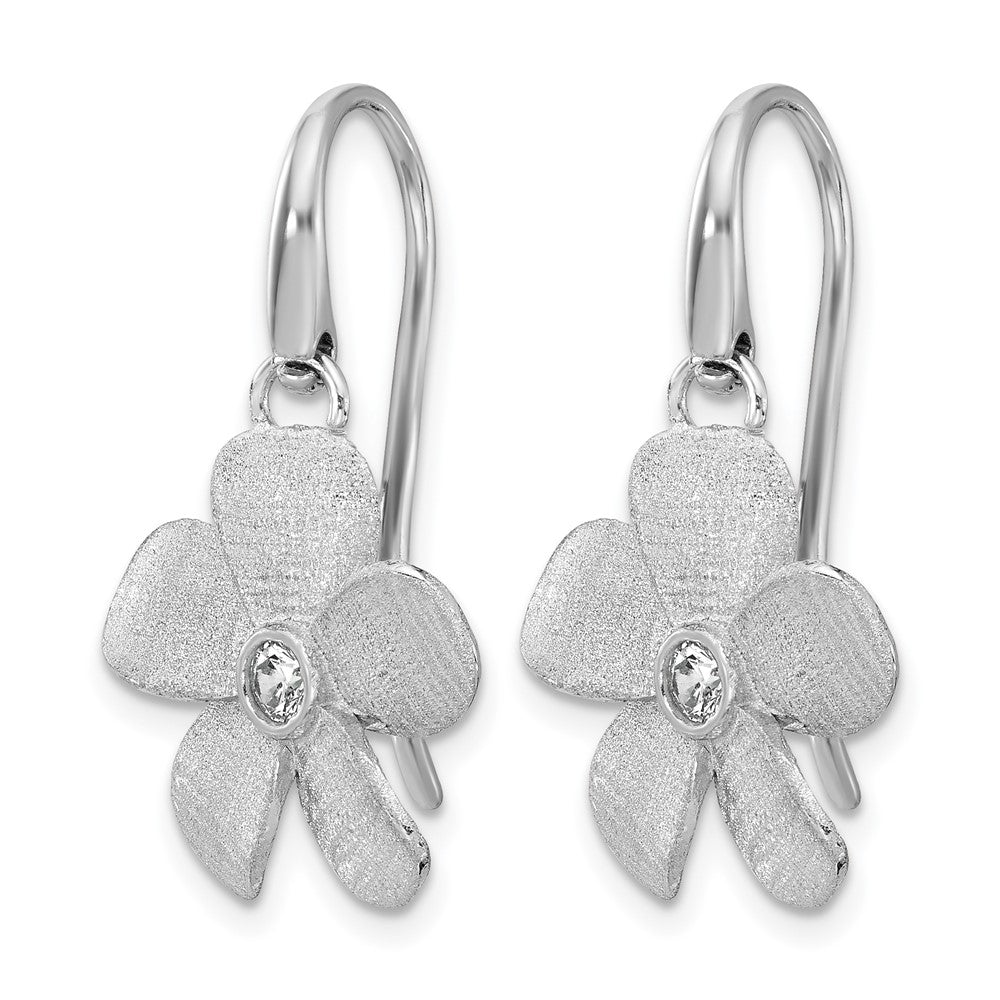 SS RH-plat Radiant Essence Pol/Scratch CZ Flower Earrings