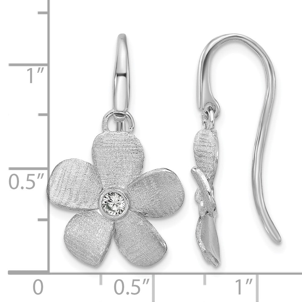 SS RH-plat Radiant Essence Pol/Scratch CZ Flower Earrings