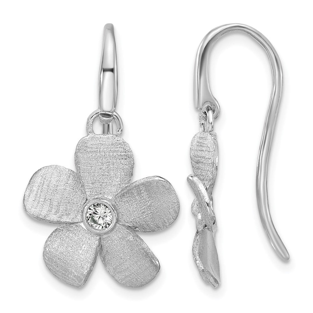 SS RH-plat Radiant Essence Pol/Scratch CZ Flower Earrings