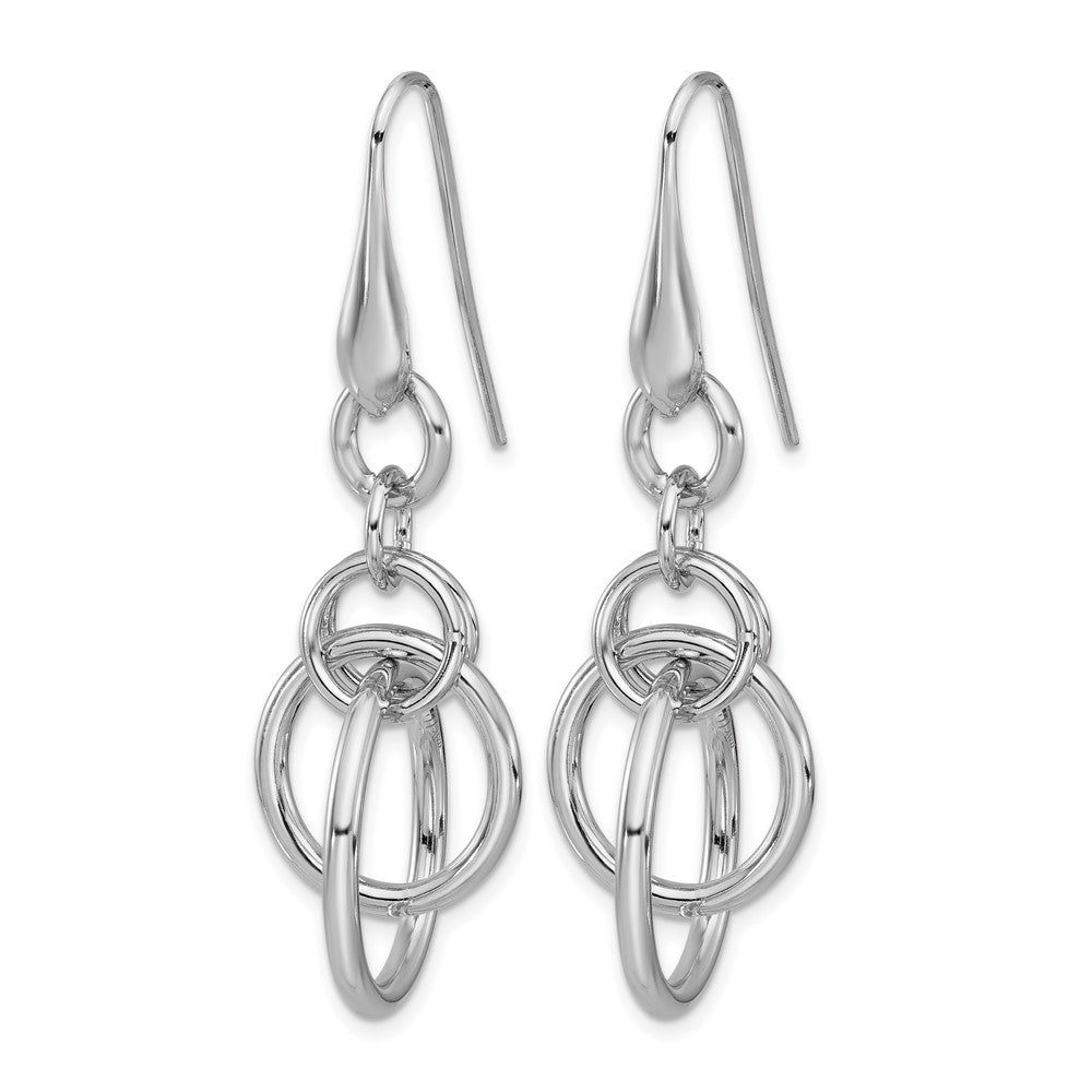 Sterling Silver Rhodium-plated Polished Circle Dangle Earrings