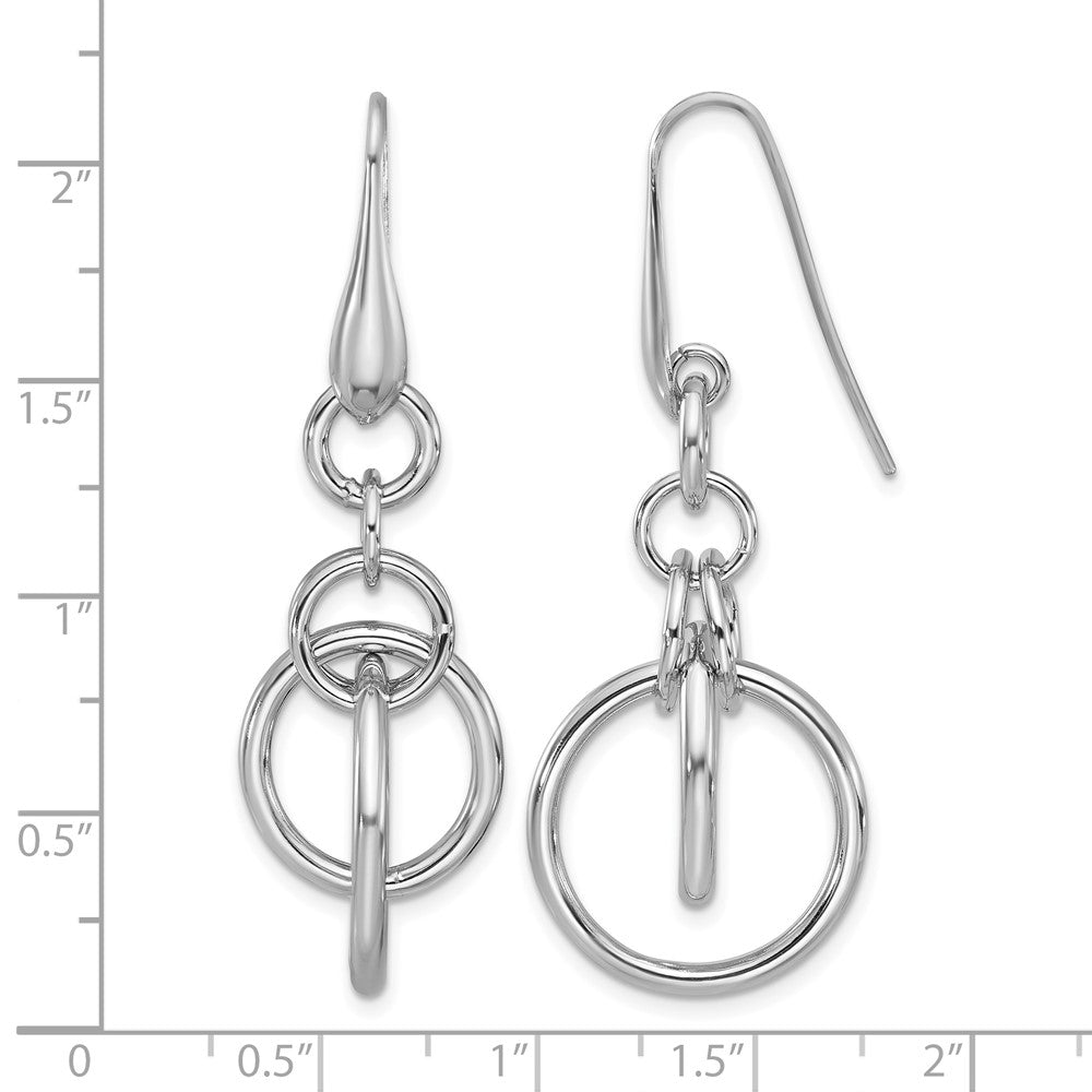 Sterling Silver Rhodium-plated Polished Circle Dangle Earrings