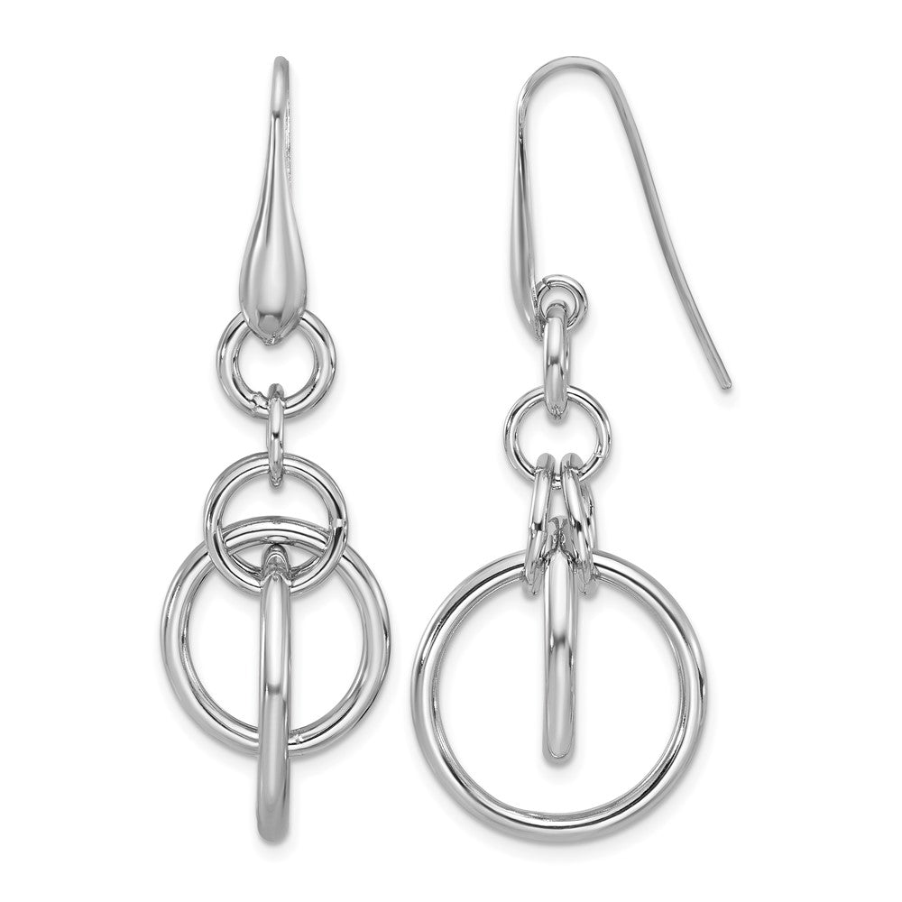 Sterling Silver Rhodium-plated Polished Circle Dangle Earrings