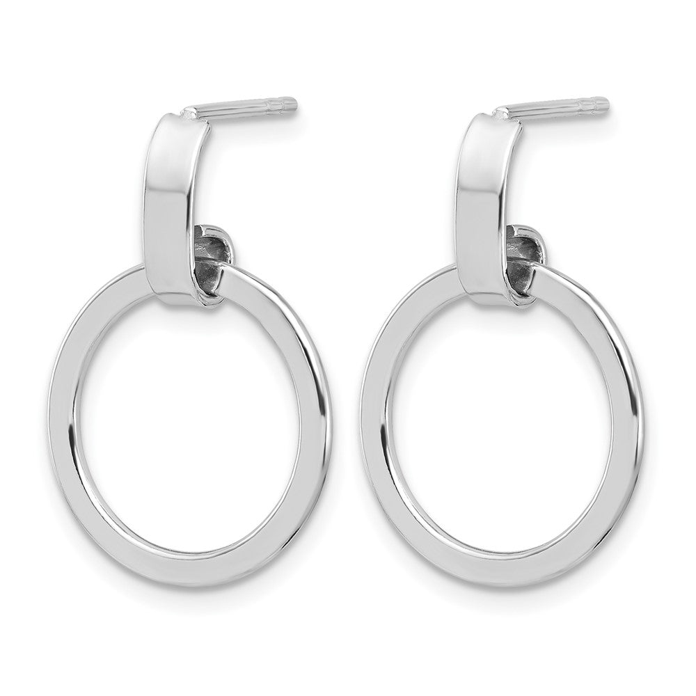 Sterling Silver Rhodium-plated Polished Circle Dangle Earrings
