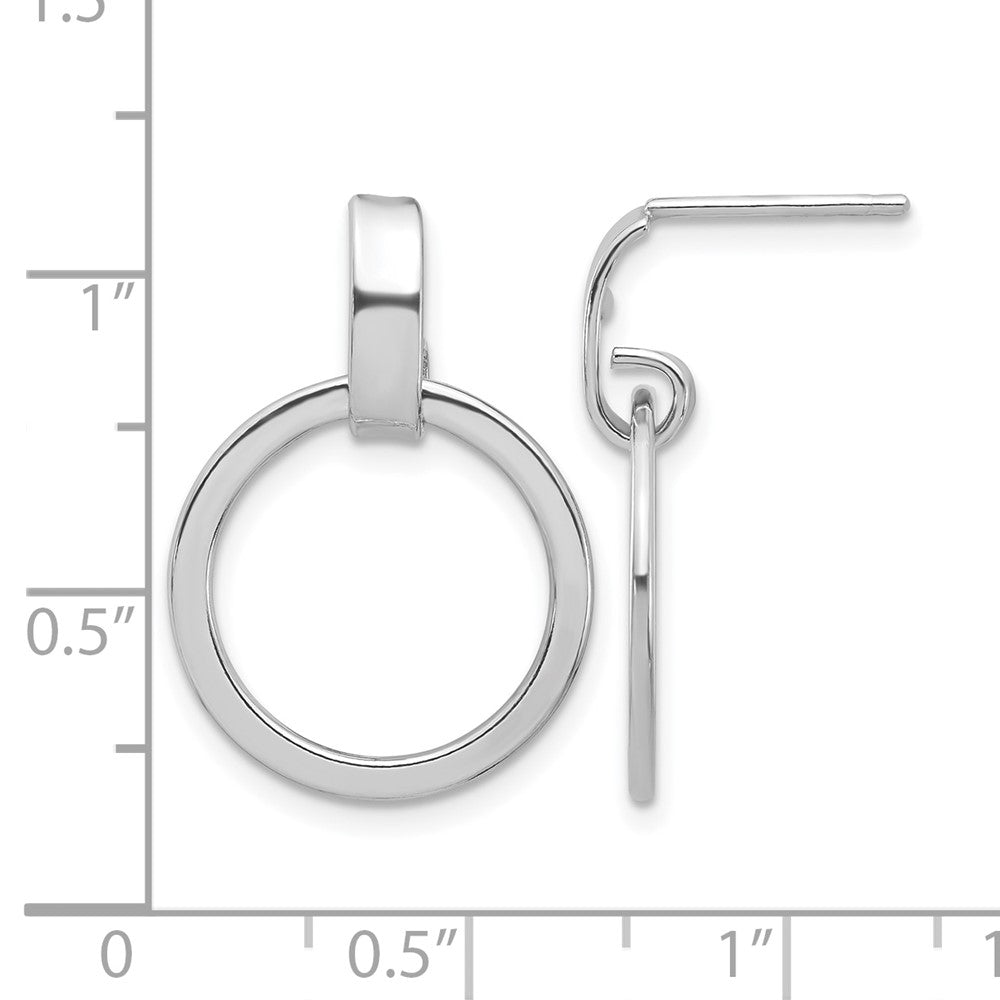 Sterling Silver Rhodium-plated Polished Circle Dangle Earrings