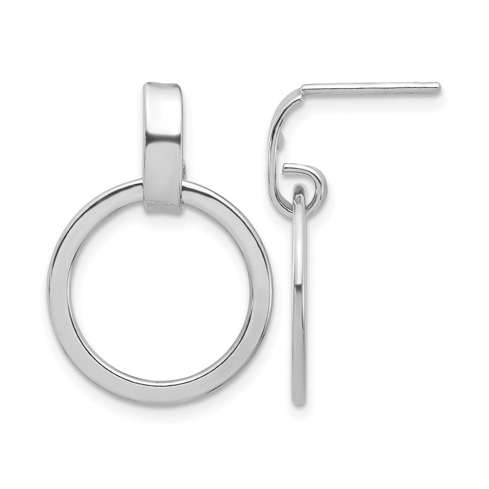Sterling Silver Rhodium-plated Polished Circle Dangle Earrings