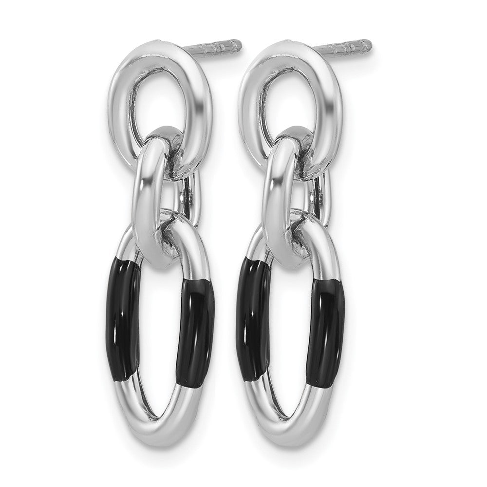 Sterling Silver Rhodium-plated with Enamel Dangle Post Earrings