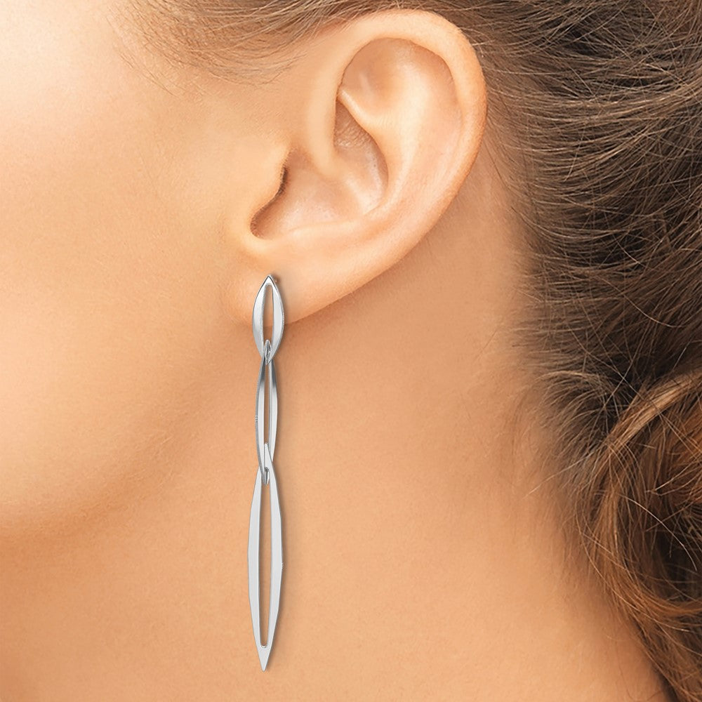 Sterling Silver Rhodium-plated Polished Post Dangle Earrings