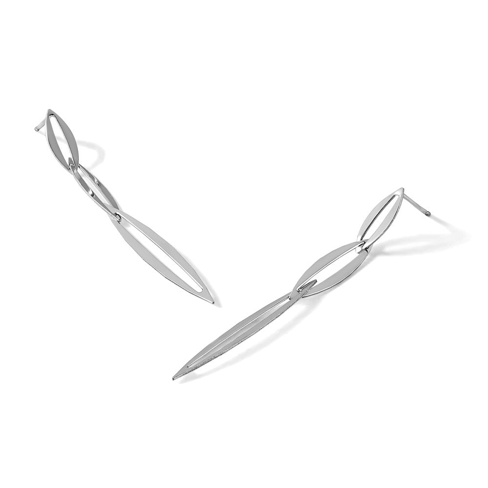 Sterling Silver Rhodium-plated Polished Post Dangle Earrings