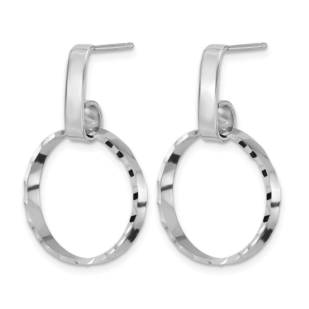 Sterling Silver Rhodium-plated D/C Circles Post Dangle Earrings