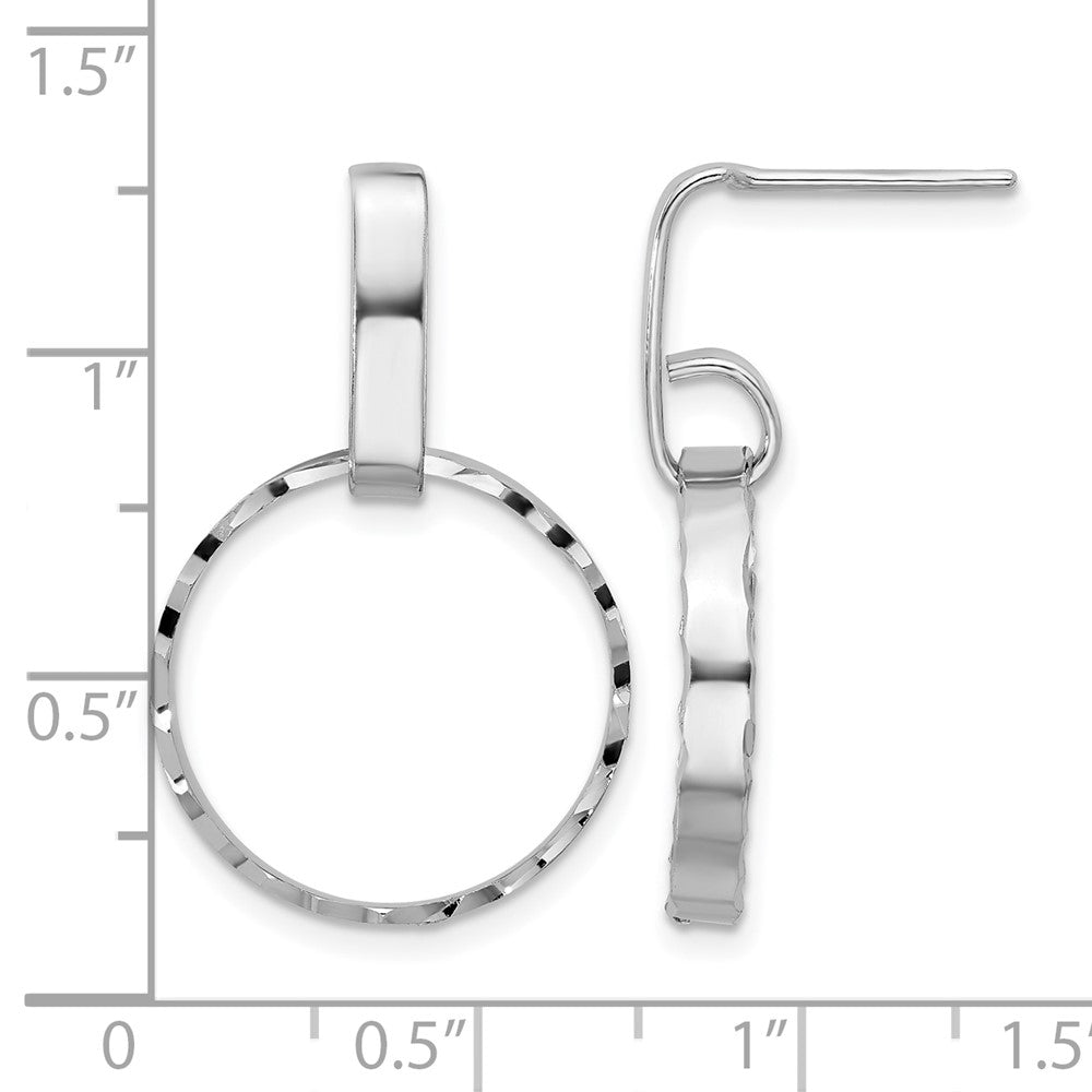 Sterling Silver Rhodium-plated D/C Circles Post Dangle Earrings