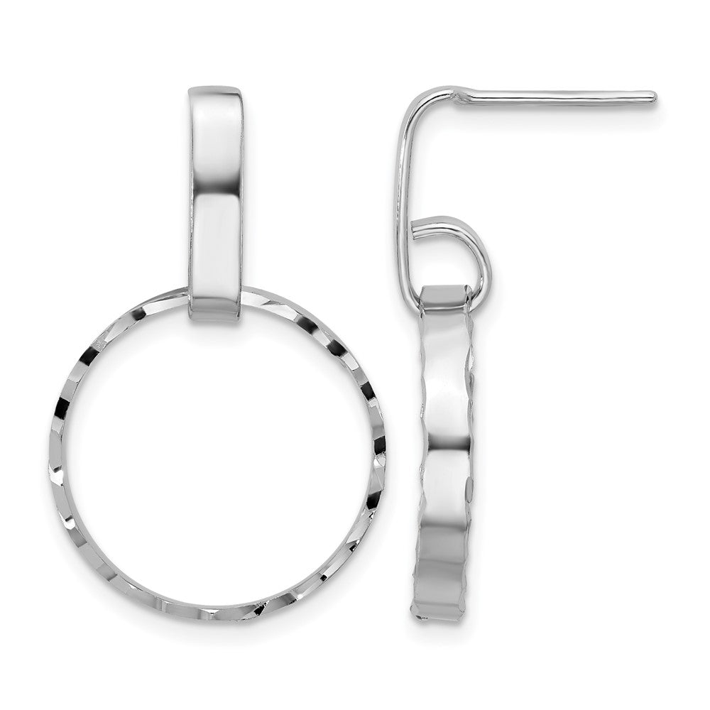 Sterling Silver Rhodium-plated D/C Circles Post Dangle Earrings