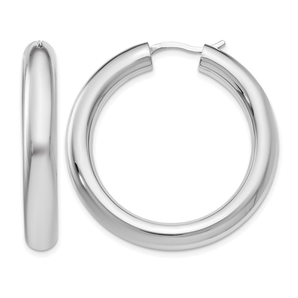 Sterling silver;Rhodium-plated;Hinged hoop