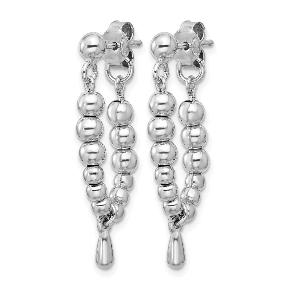 Sterling Silver RH-plated Ball Dangle Post Earrings