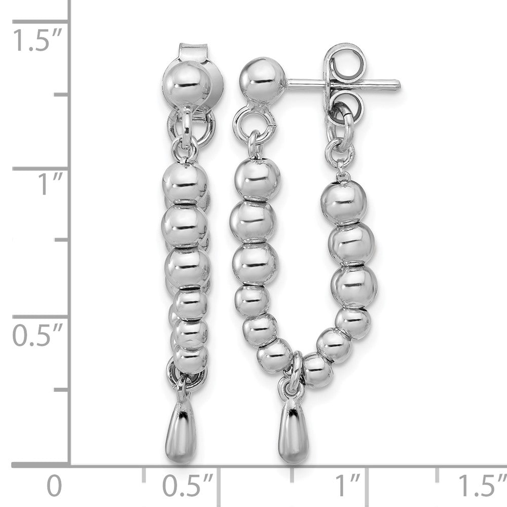 Sterling Silver RH-plated Ball Dangle Post Earrings