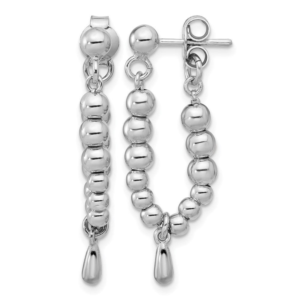 Sterling Silver RH-plated Ball Dangle Post Earrings