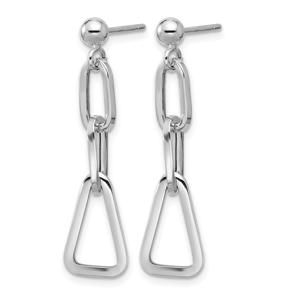 Sterling Silver RH-plate Geometric Link Dangle Post Earrings