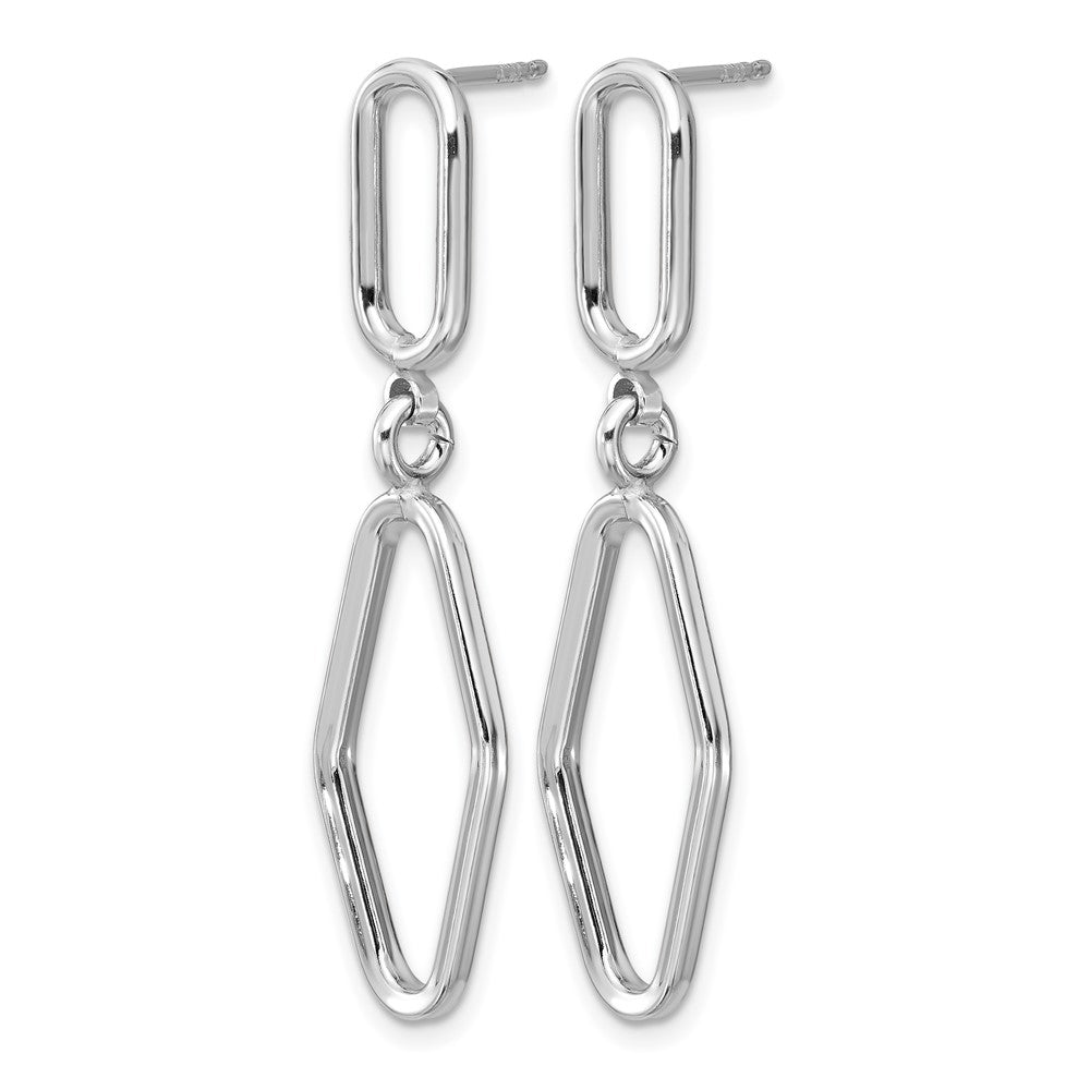 Sterling Silver RH-plat Polish Geometric Dangle Post Earrings